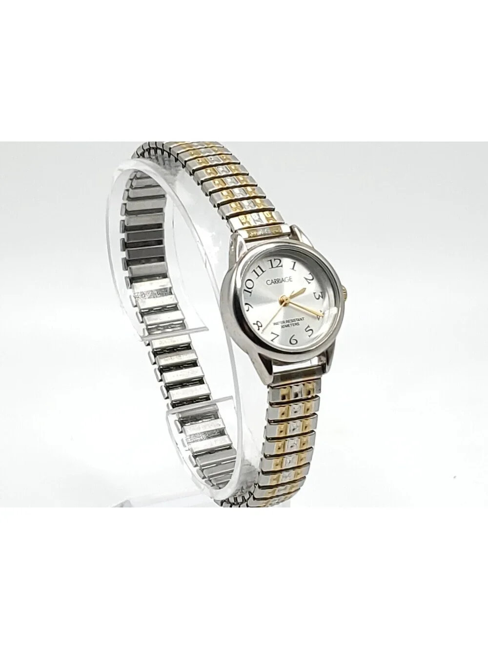 Carriage By Timex Quartz Womens Watch New Battery Two-Tone Expandable Band 22mm